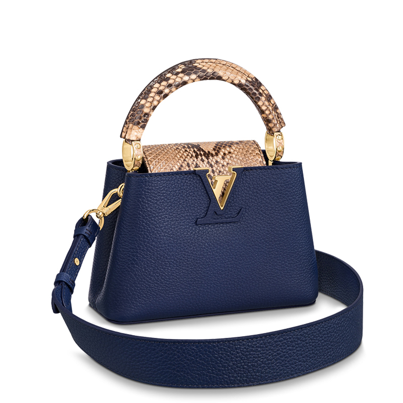 Louis Vuitton CAPUCINES MINI Taurillon Leather Bag N80421 Navy Blue